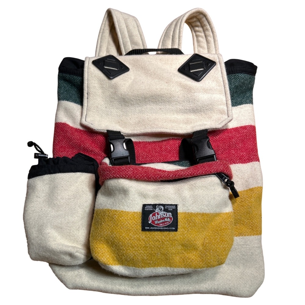Johnson Woolen Mills Hudson Bay Stripe Wool Backpack Rucksack Handmade Vermont